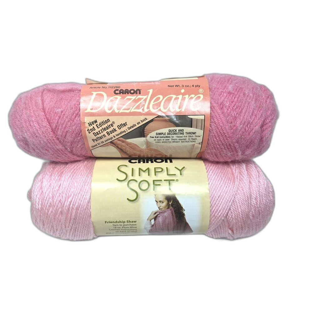 Caron Pink Yarn 2 Skeins Different Simply Soft Dazzleaire Country Rose Rated 4